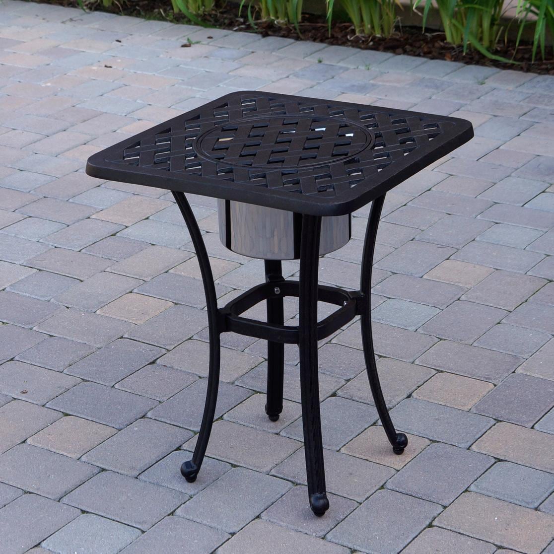 Darlee Ten Star 3-Piece Patio Conversation Set with 21 Inch Square Ice Bucket End Table - Table - Lifestyle thumbnail