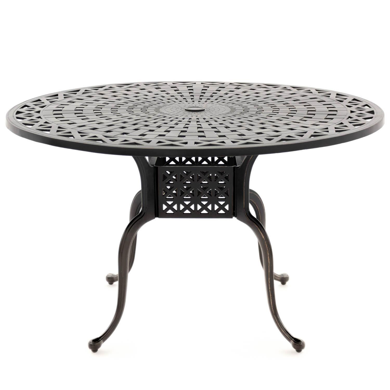 Du Monde 48-Inch Round Cast Aluminum Outdoor Dining Table - Front View thumbnail
