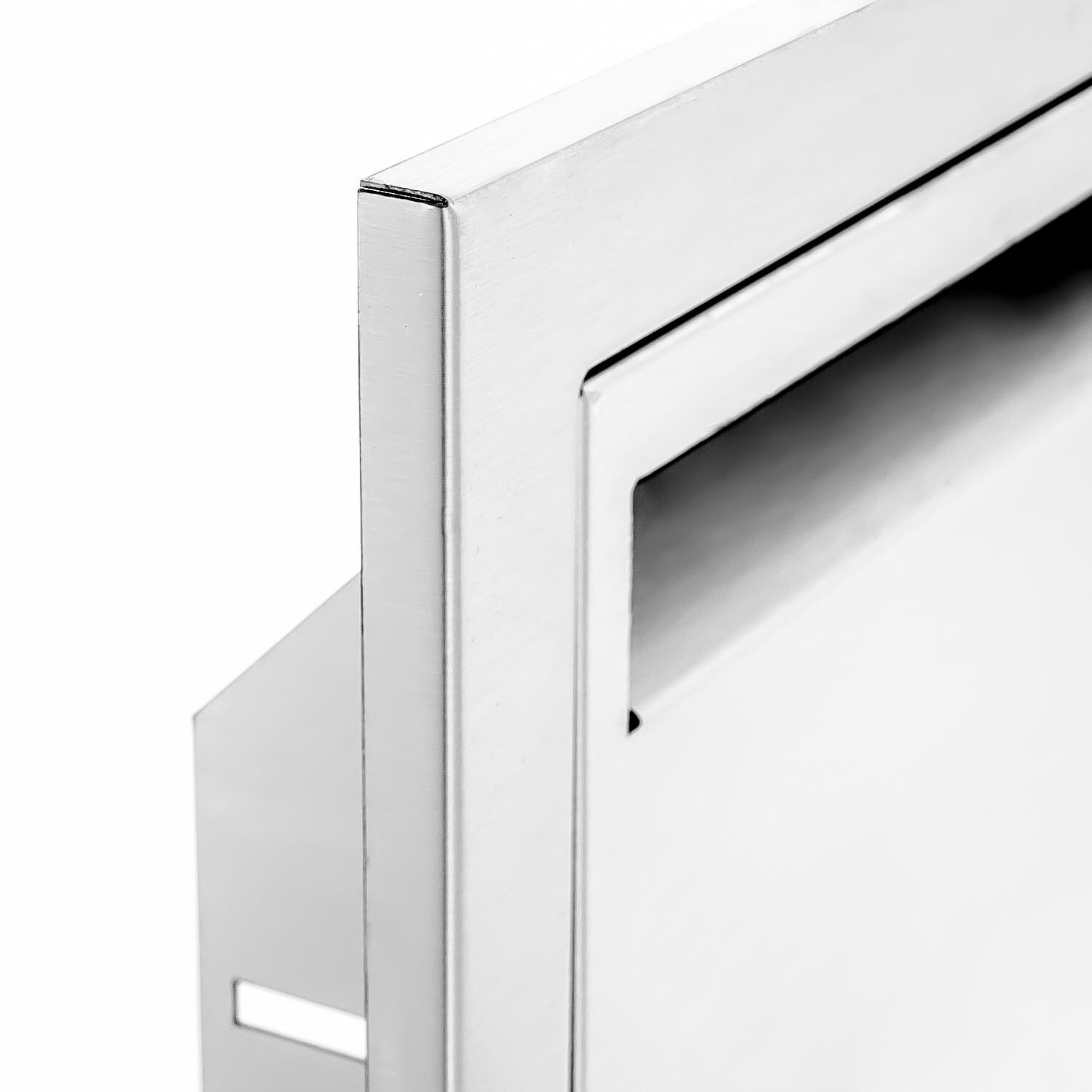BBQGuys.com Aspen Series 14-Inch Stainless Steel Single Access Door - Corner Detail thumbnail