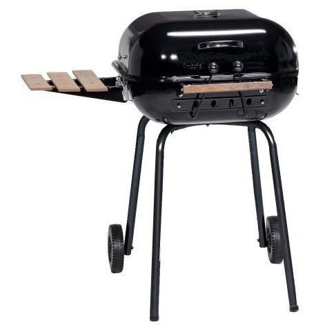 Americana by Meco Charcoal BBQ Grill With Fold Down Right Side Table - Black - 4101