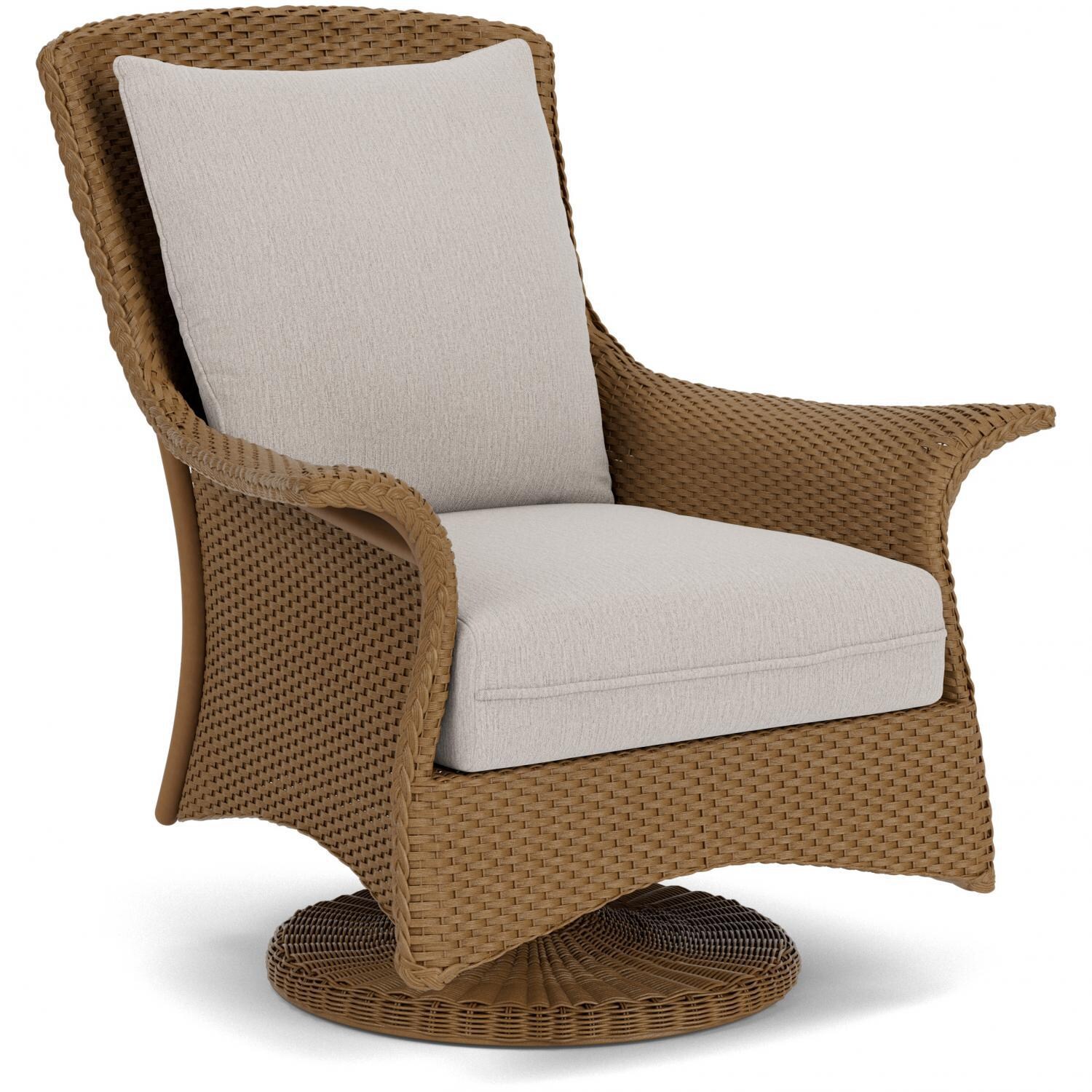 Lloyd Flanders Mandalay Swivel Rocker Lounge Chair in Hickory Finish with Remy Cloud fabric - Angled thumbnail