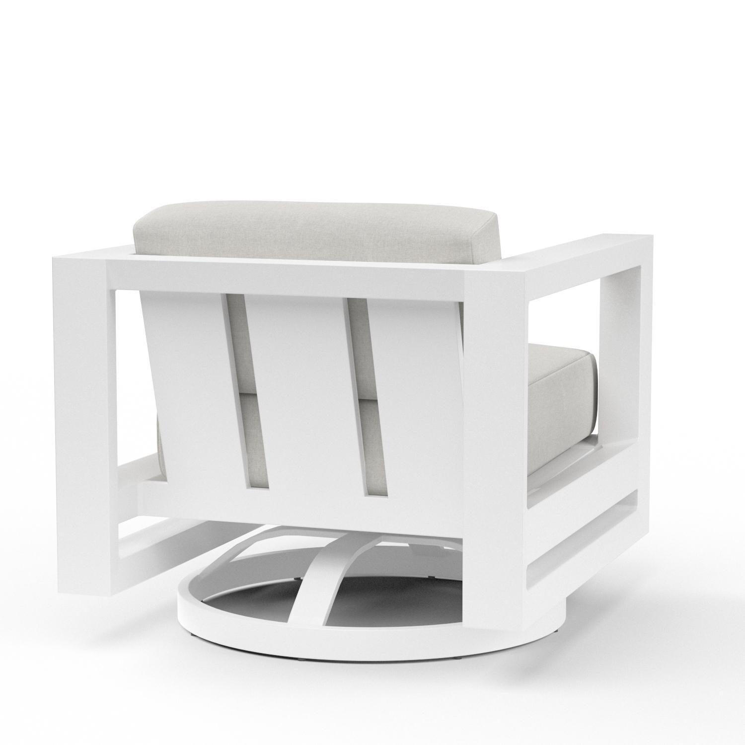 Sunset West - 4801-21S-40433 - Newport Aluminum Swivel Patio Club Chair W/ Sunbrella Cast Silver Cushions - Rear View thumbnail