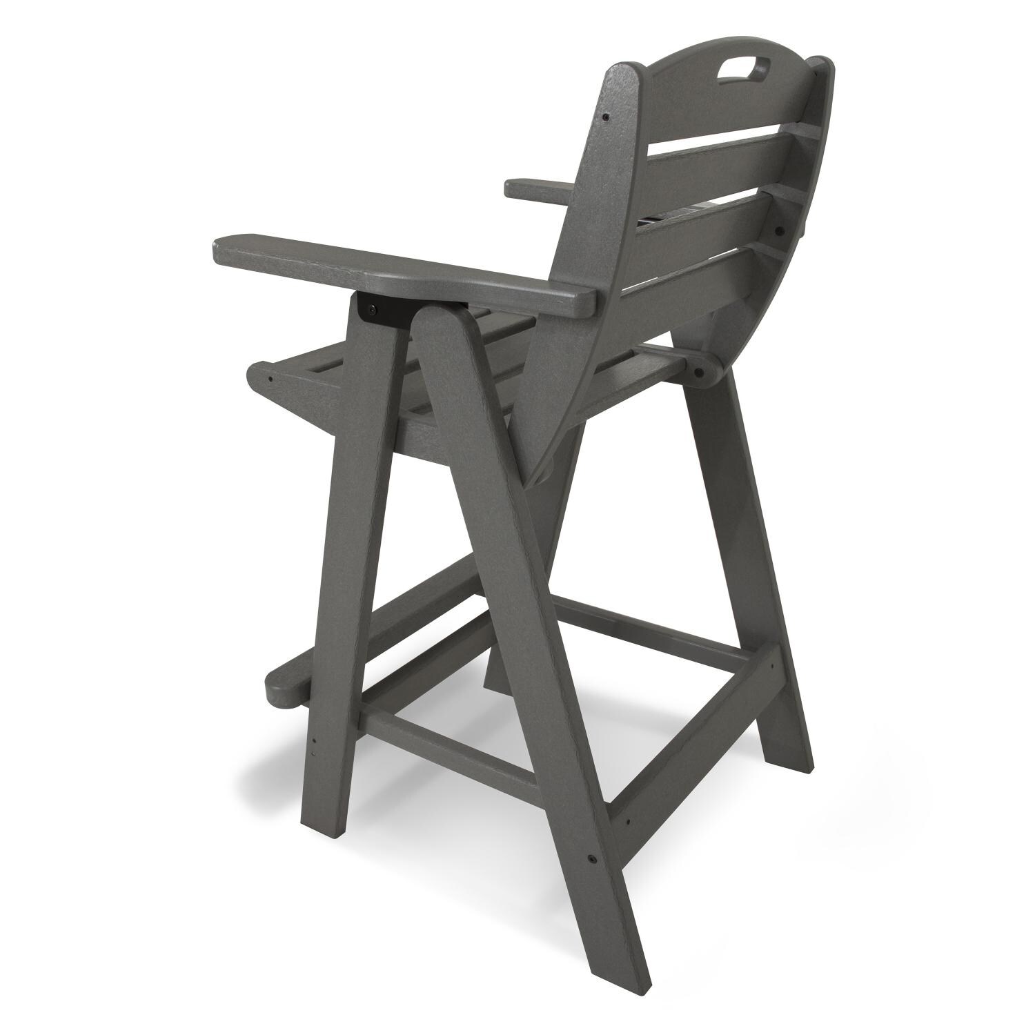 POLYWOOD Nautical Patio Bar Stool - Slate Gray - Side View thumbnail