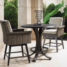 Blue Olive 3 Piece Wicker Patio Counter Height Bar Set W/ Sunbrella Fabric By Tommy Bahama image