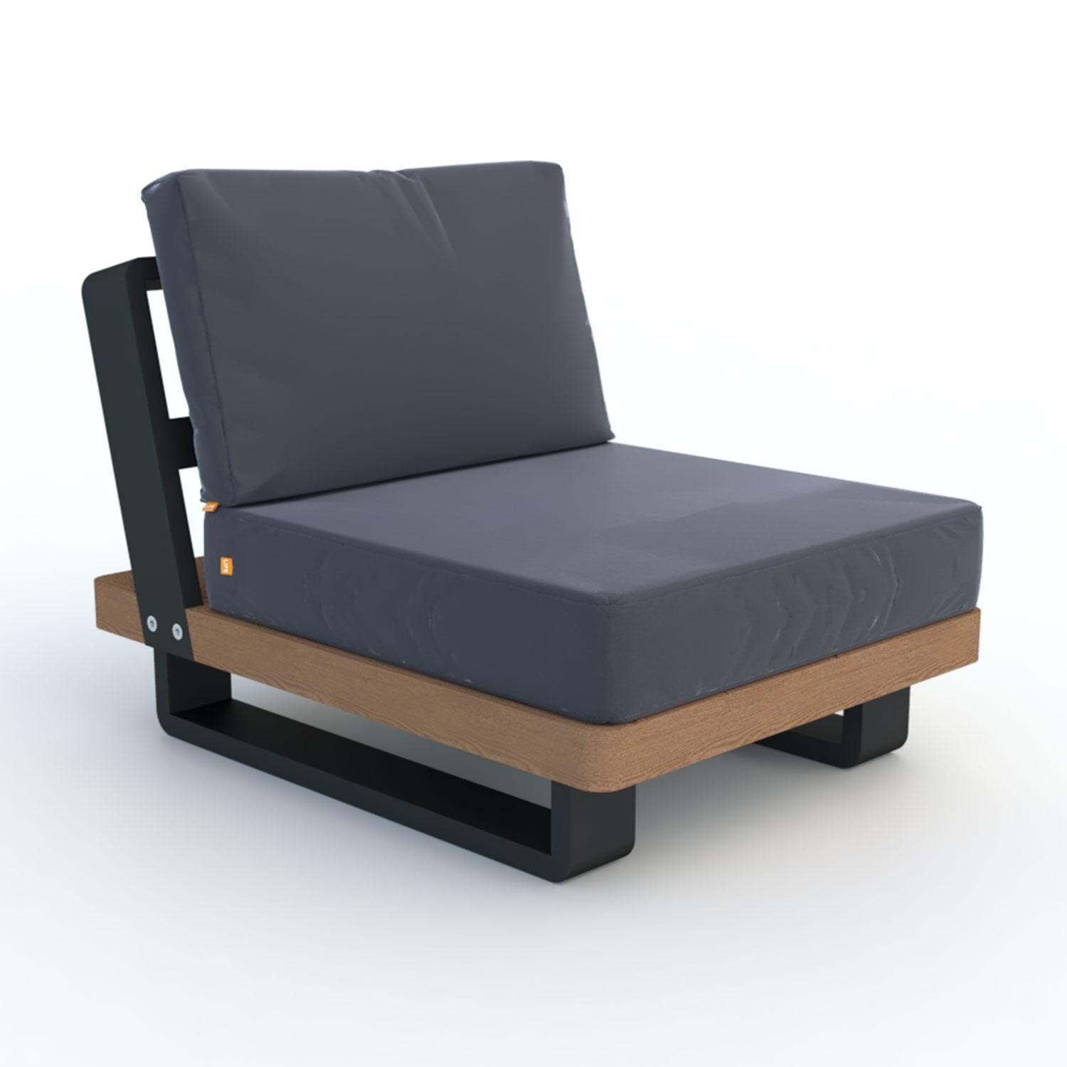 Fitz Roy Aluminum/Teak Armless Club Chair in Lava By KETTLER - Display - White Background thumbnail