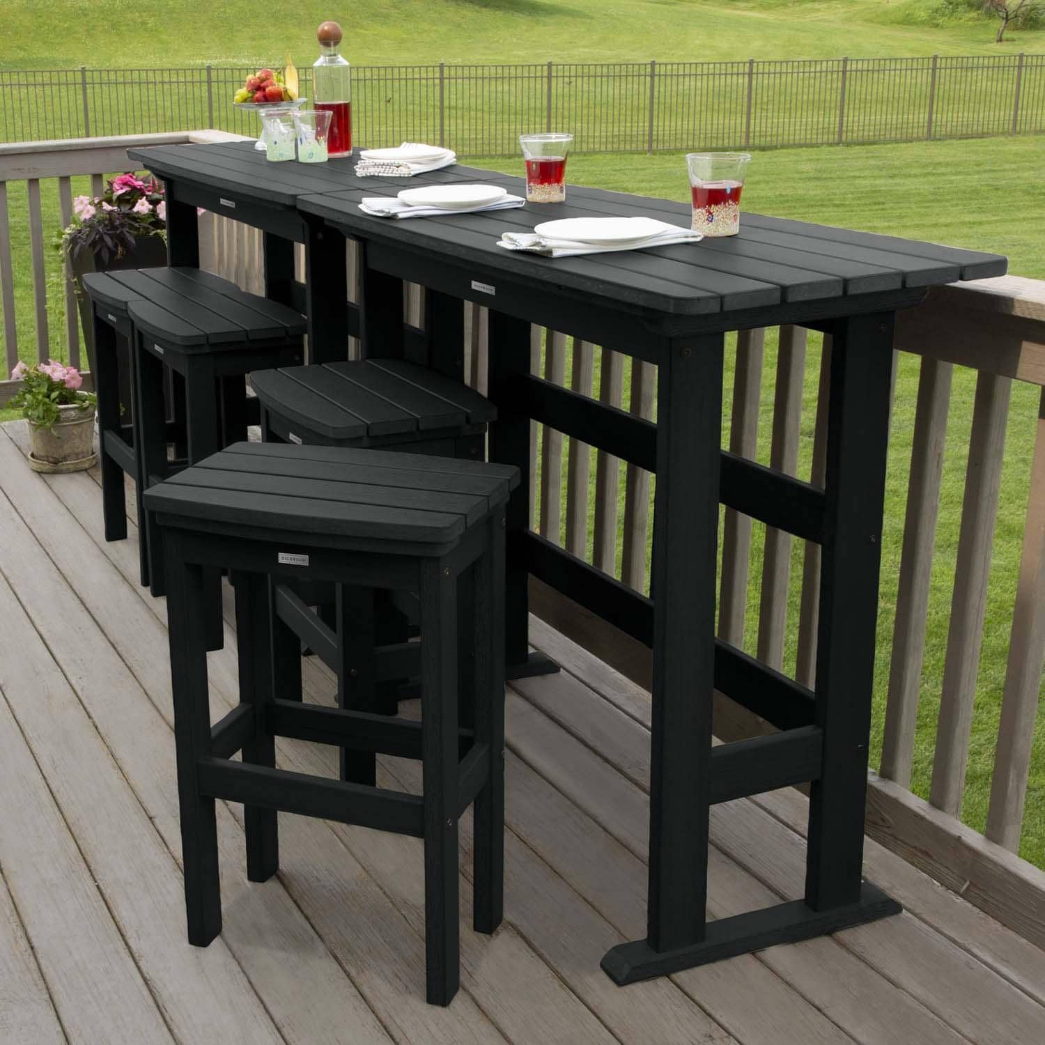 Hart Lane 6 Pc Recycled Plastic Bar Height Dining Set in Black By Lakeview Outdoor Designs - Alternate Configuration - Lifestyle thumbnail