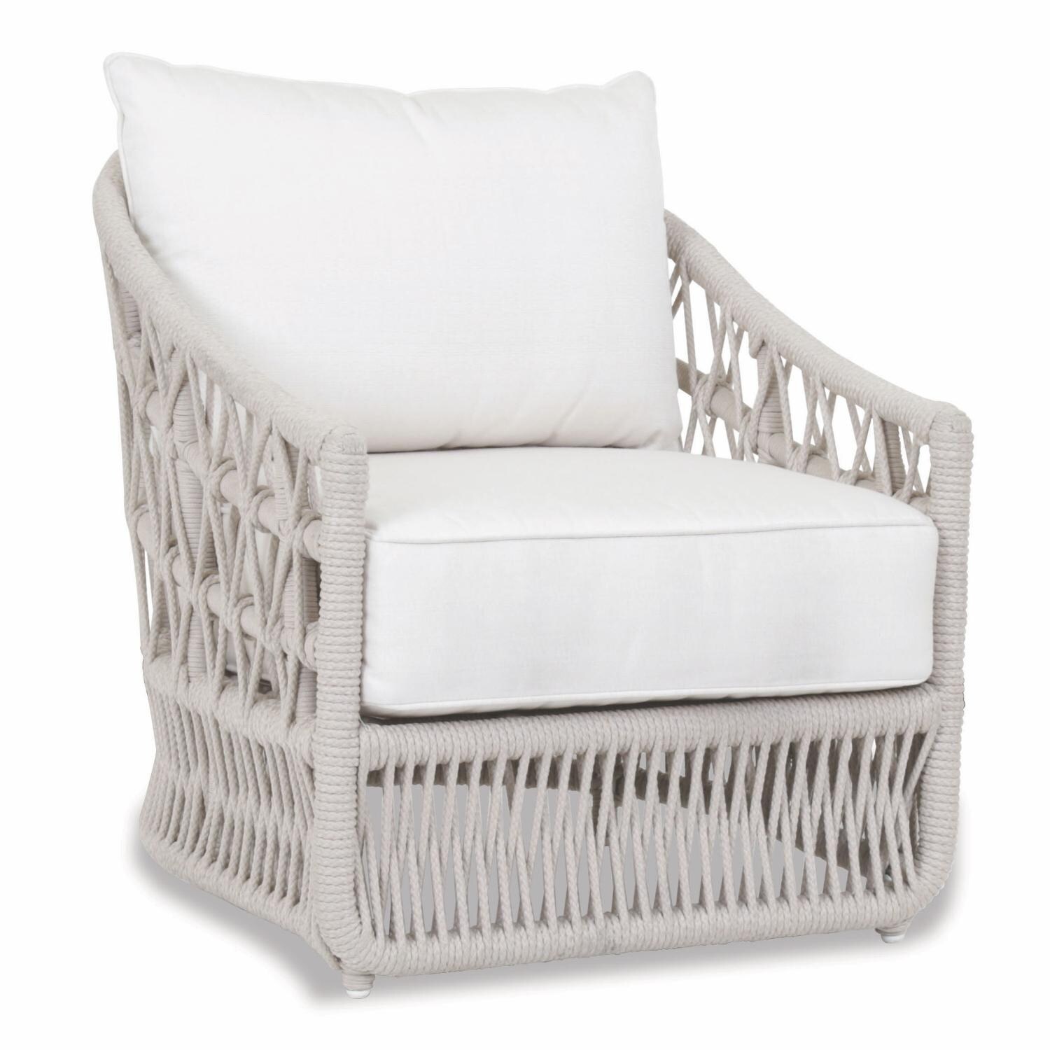 Sunset West Dana Olefin Rope Patio Club Chair W/ Sunbrella Linen Canvas Cushions image