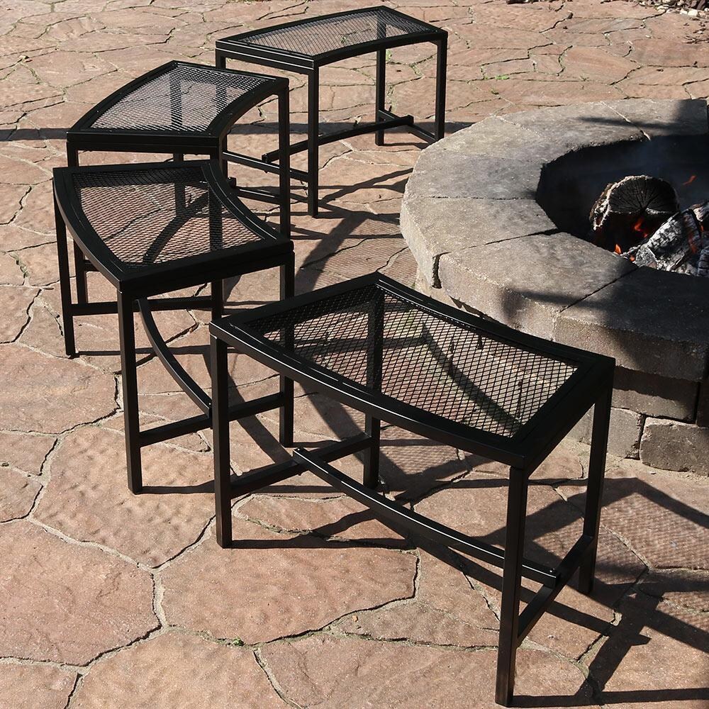 Ultimate Patio Black Mesh Patio Fire Pit Bench - 4 Benches - Alternate View - Lifestyle thumbnail