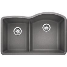 Blanco Diamond 30 X 20 Silgranit II 1-3/4 Reverse Low-Divide Double Bowl Undermount Sink - Metallic Gray - 441601 image
