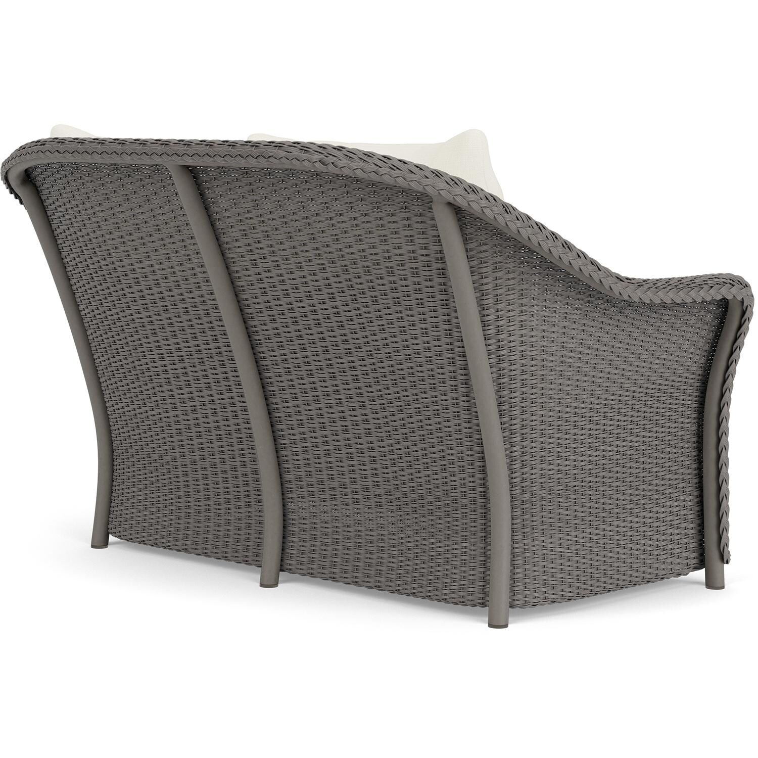 Lloyd Flanders Weekend Retreat Loveseat in Pewter Finish W/ Sailcloth Salt Fabric - Back Right thumbnail