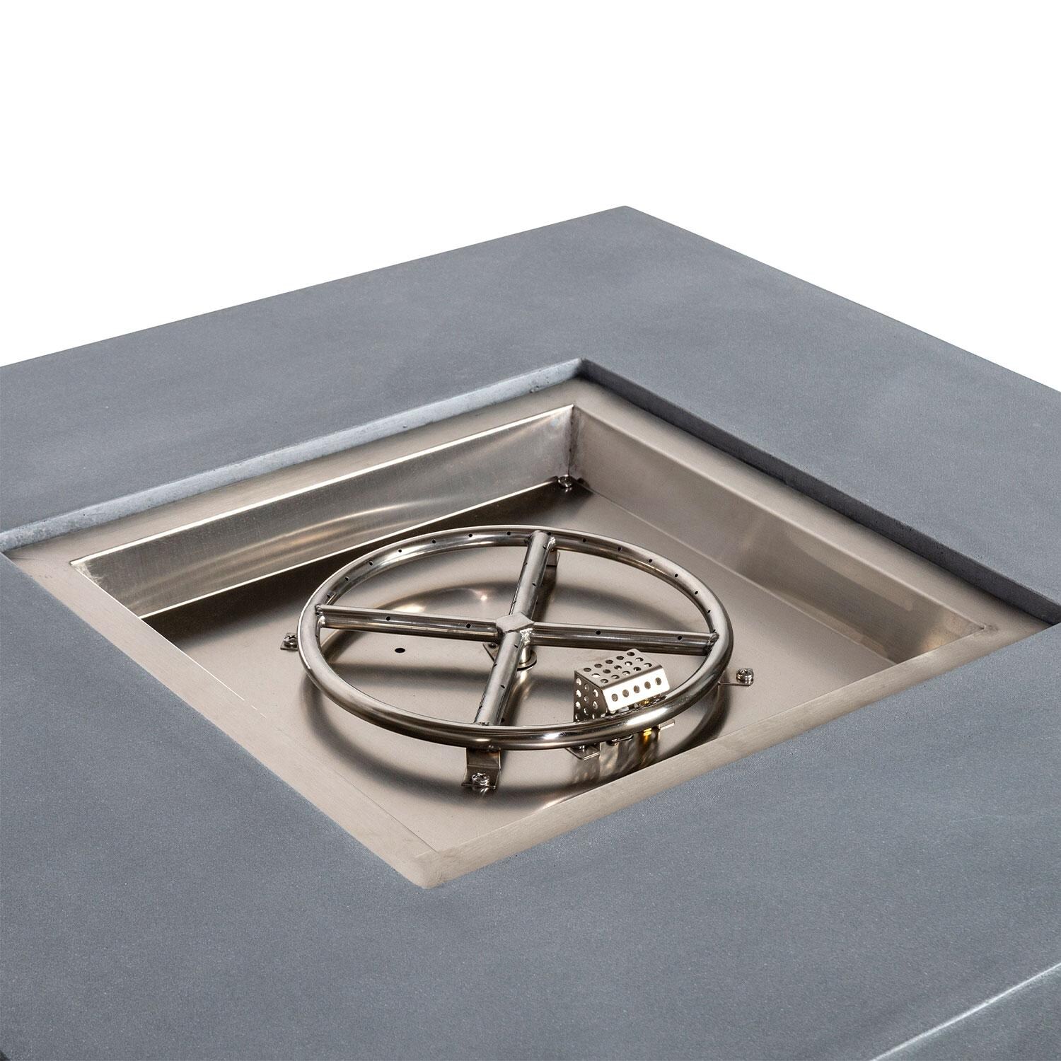 Glenwood 42-in Square Concrete Propane Fire Pit w/ Hidden Propane Tank in Natural Gray - Burner - Detail thumbnail