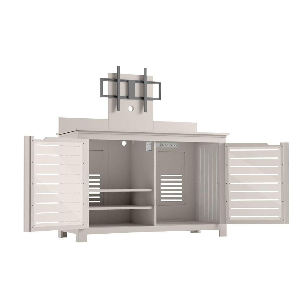 Ledge Lounger Mainstay Rectangle Bar Credenza w/ TV Mount - Cloud - White Background thumbnail