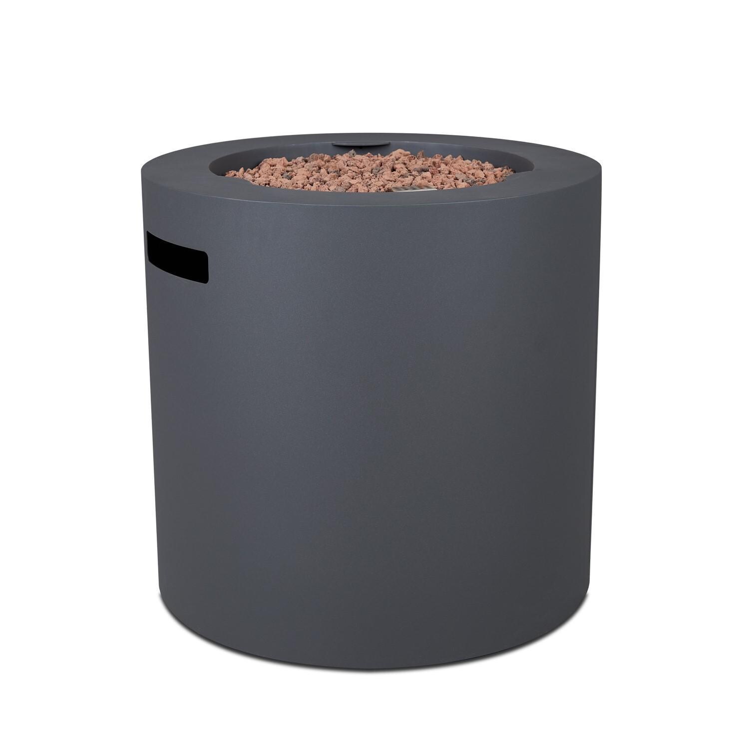 Elysian 3 Pc Powder Coated Steel 24 Inch Round Fire Pit in Weathered Slate by Lakeview - Side View - White Background thumbnail