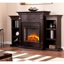 Southern Enterprises Tennyson 70-Inch Electric Fireplace W/ Infrared Heater & Bookcases - Classic Espresso - FI8545 image