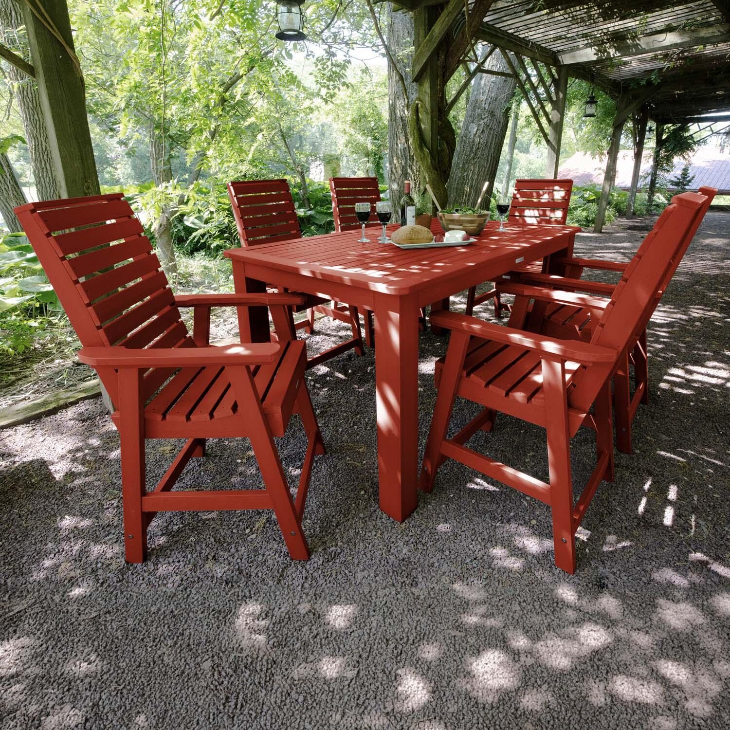 Elm Pointe 7 Pc Rectangular Counter Height Dining Set in Rustic Red By Lakeview Outdoor Designs - Lifestyle thumbnail