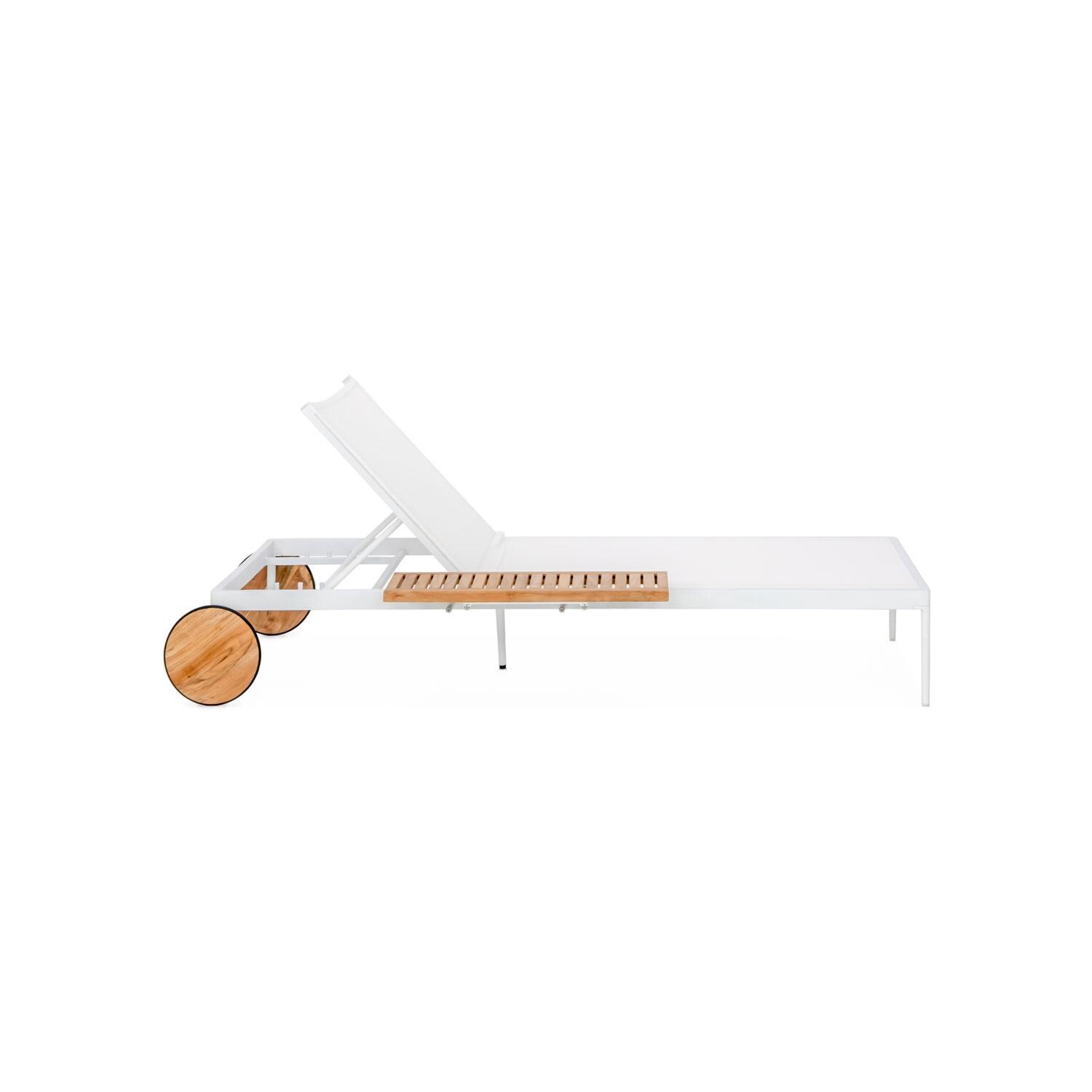 Teak + Table St Barts Aluminum Chaise Lounge in White - Side - White Background thumbnail