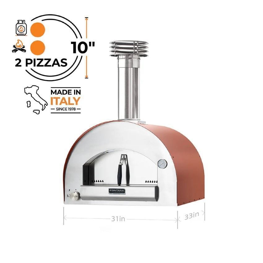 Fontana Forni FTNAP-H-R Napoli Hybrid Pizza Oven - Red - Pizza Count - Dimensional thumbnail