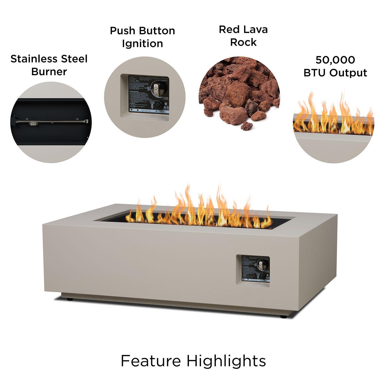 Elysian 50-in Rectangular Steel Propane Fire Pit Table in Light Sand by Lakeview Outdoor Designs - Features - Detail thumbnail