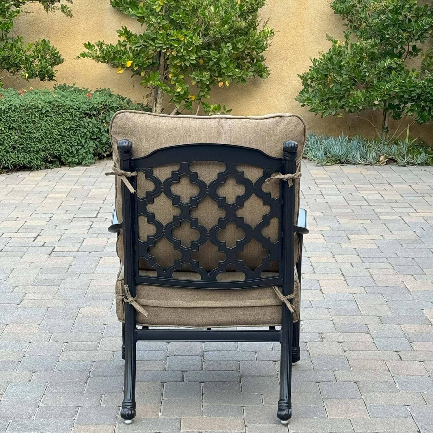 Madison 3 Pc Cast Aluminum Seating Set in Antique Bronze/Sesame by Darlee - Chair Back View - Lifestyle thumbnail
