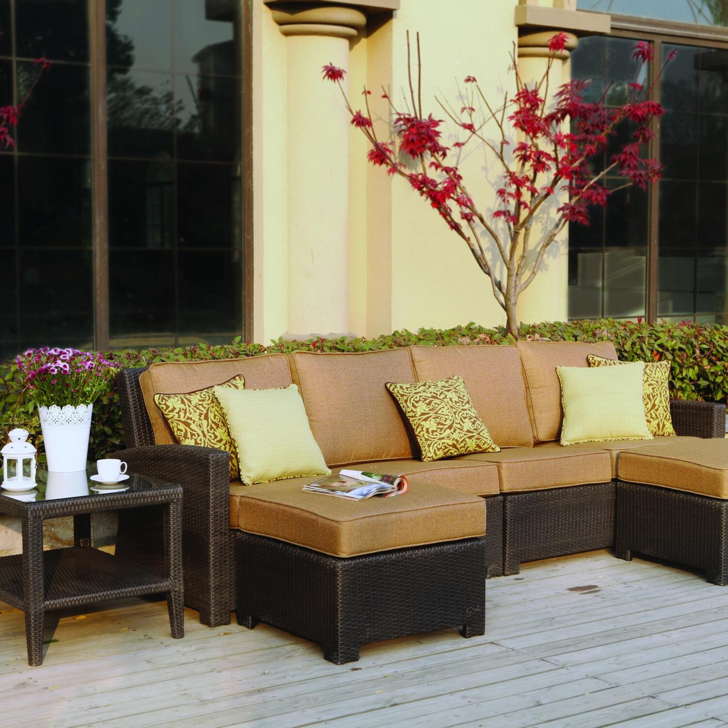 Darlee Vienna 5 Piece Resin Wicker Patio Sectional Set : Ultimate Patio