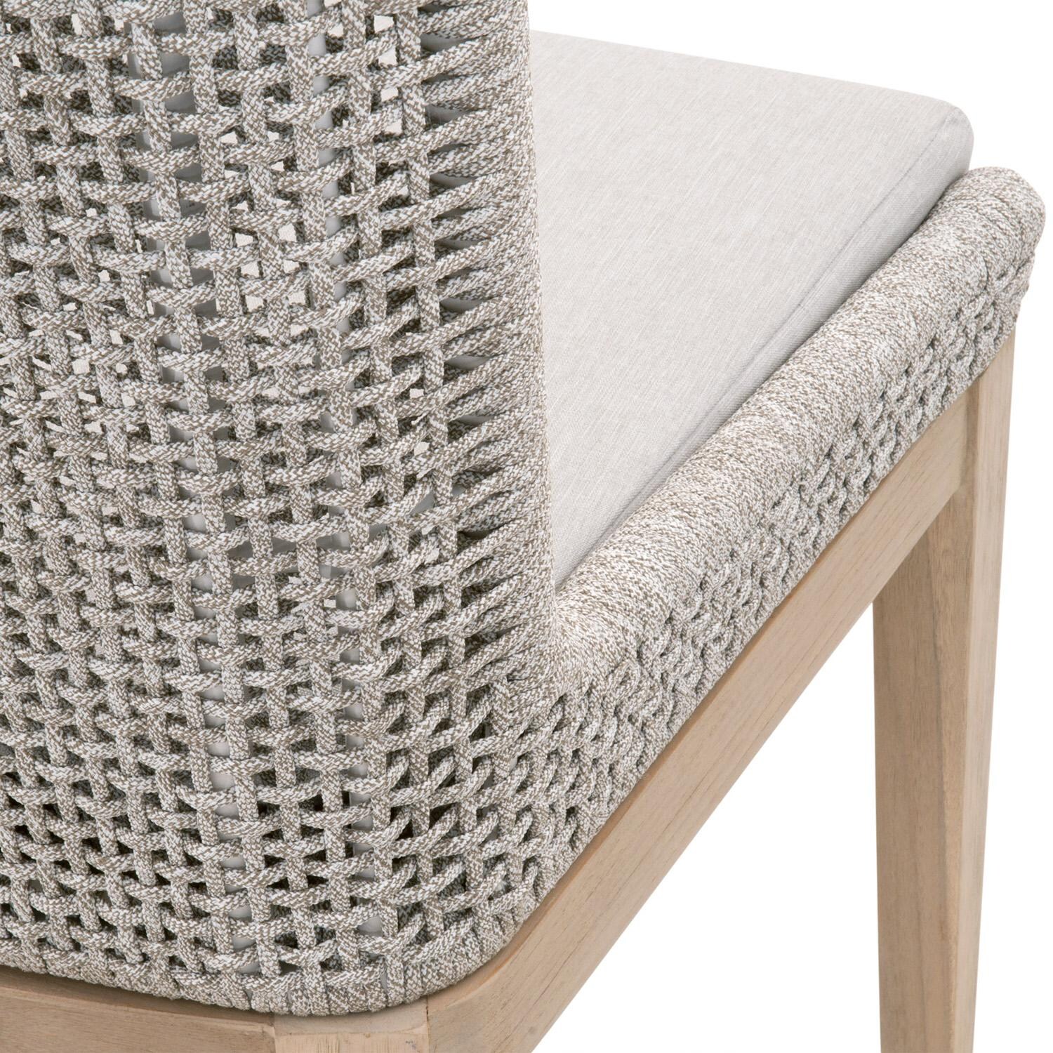 Lakeview Corbin Bay 2 Pc Woven Rope Dining Side Chair in Taupe & White - Back Detail thumbnail
