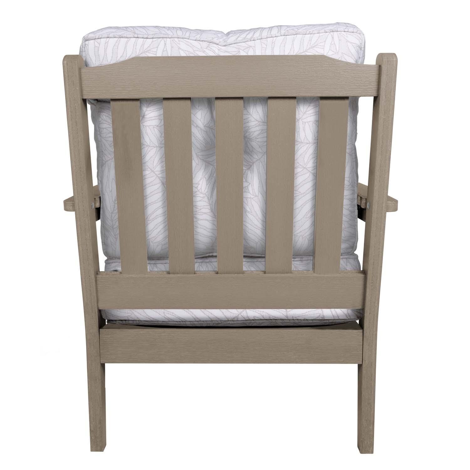 Blushing Bay 5 Pc Recycled Plastic Seating Set in Lively Parchment/Woodland Brown by Lakeview Outdoor Designs - Chair Back View - White Background thumbnail