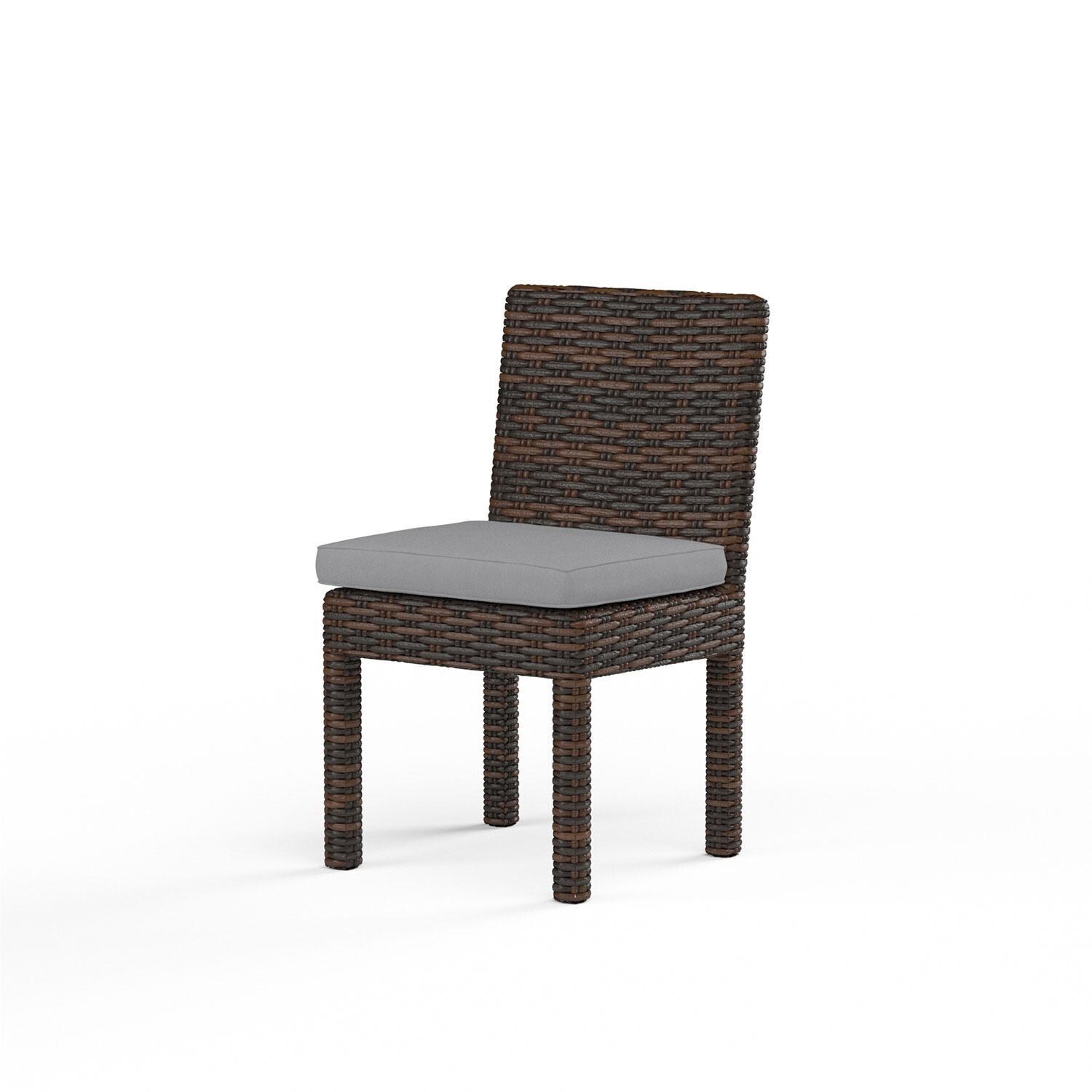 Montecito Wicker Patio Armless Dining Chair in Canvas Granite w/ Self Welt By Sunset West