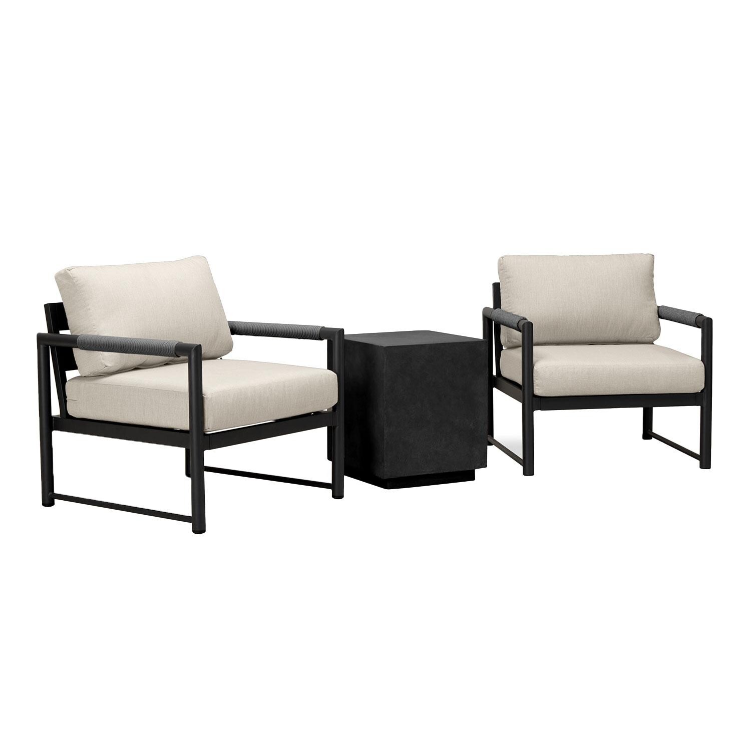 Lakeview AVEBAY-BK-CO-SET104-CF Avenue Bay Black/Carbon 3 Pc Chat Set - Canvas Flax - Angled - White Background thumbnail