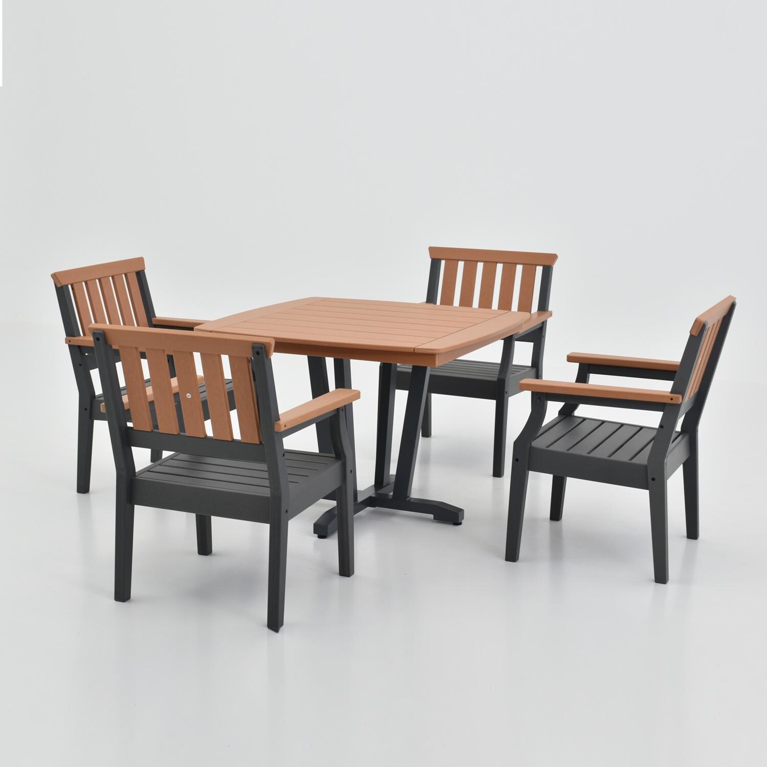 Lakeview Outdoor Designs LV-257-5AC Sabine Landing 5 Pc Polyresin Dining Set w/ Armchairs in Gray - Set No Cushions - White Background thumbnail