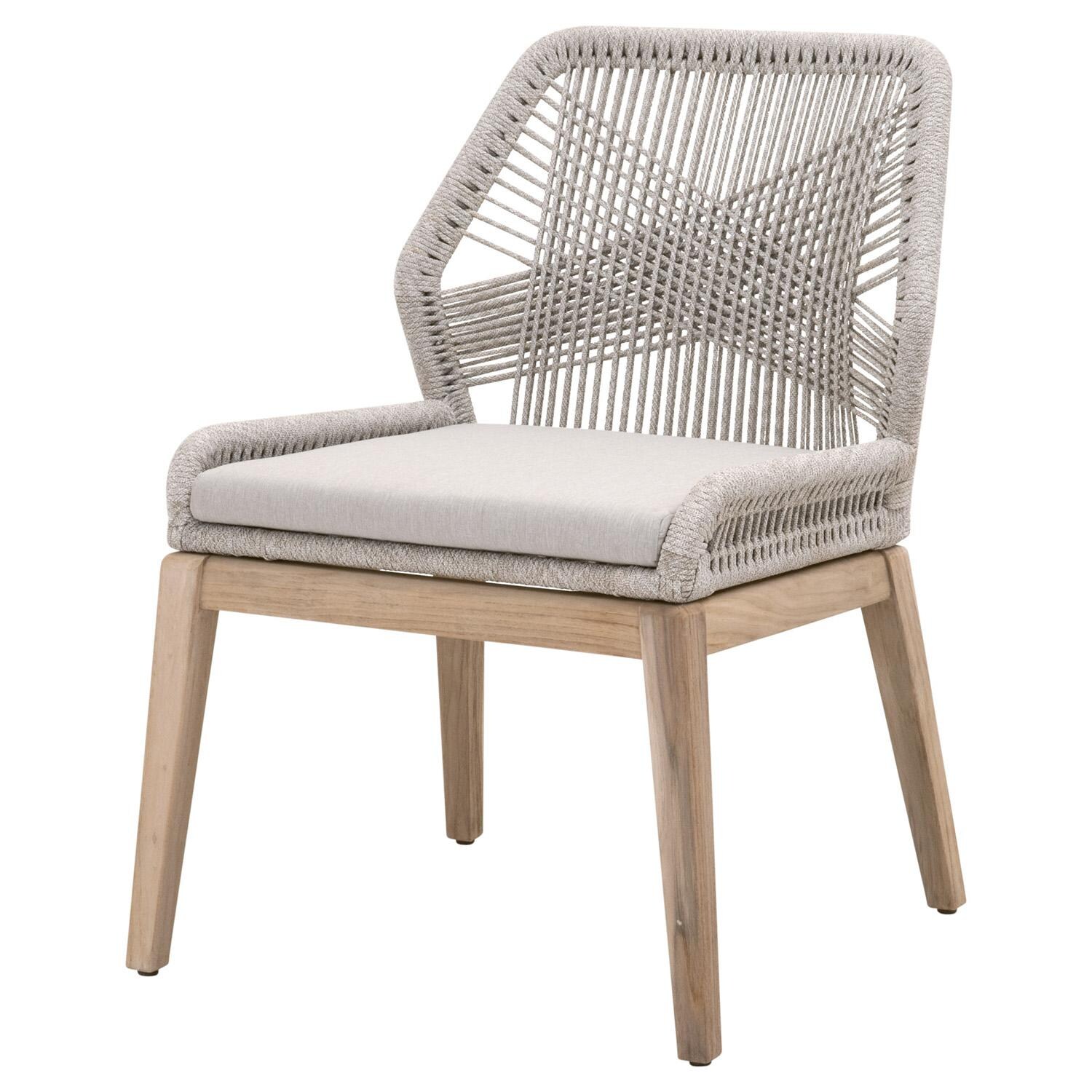 Lakeview Peninsula Way 2 Pc Woven Rope Dining Side Chair in Taupe & White - Angle View thumbnail