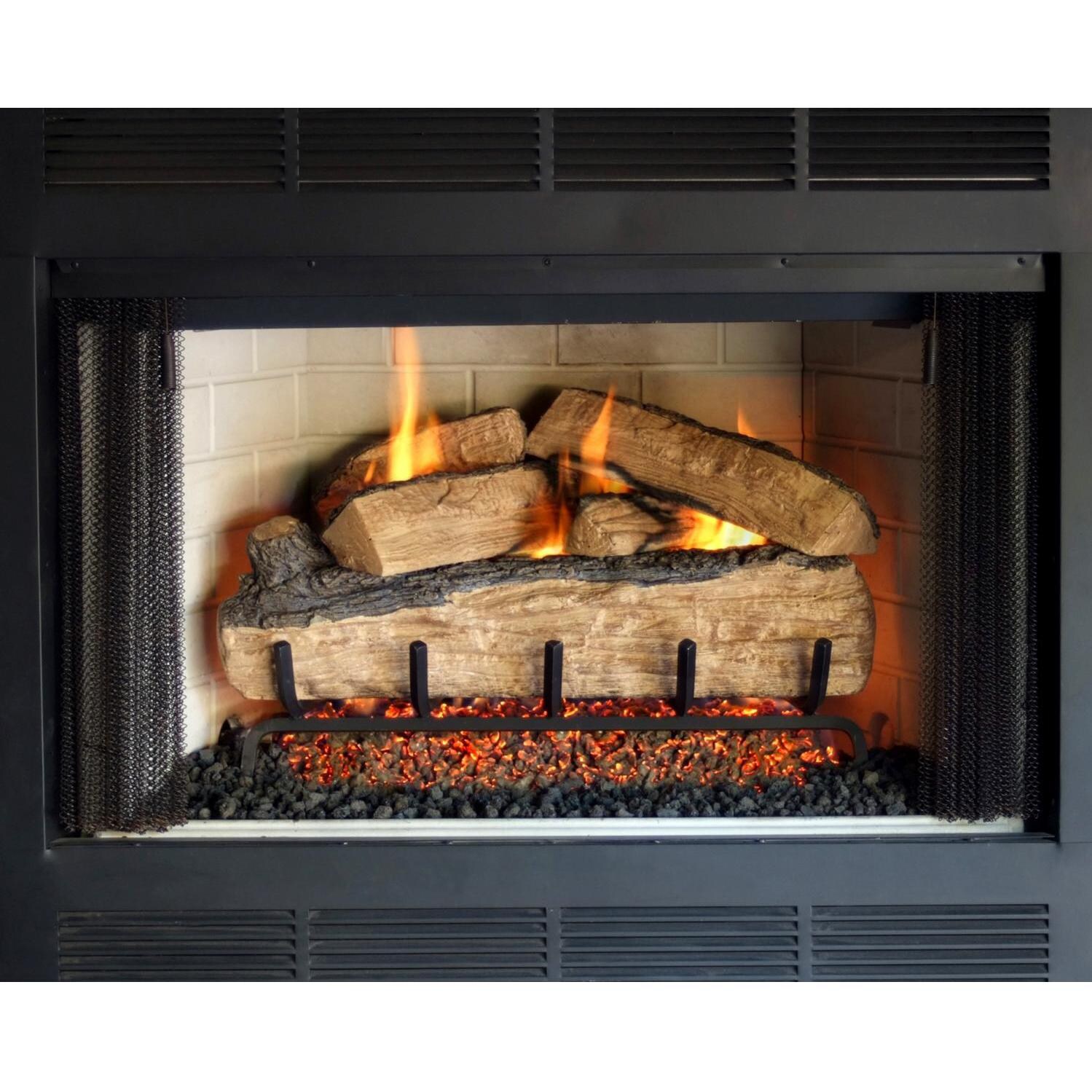 Peterson Real Fyre Split Oak Log In Fireplace Setting thumbnail