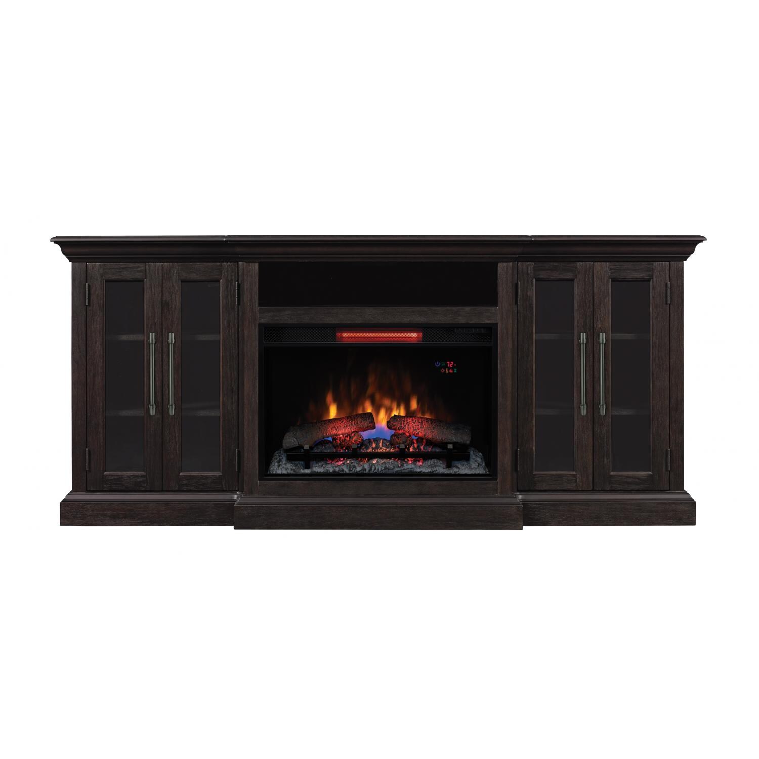 ClassicFlame Grand 72Inch Electric Fireplace Media Console With Traditional Log Set Espresso
