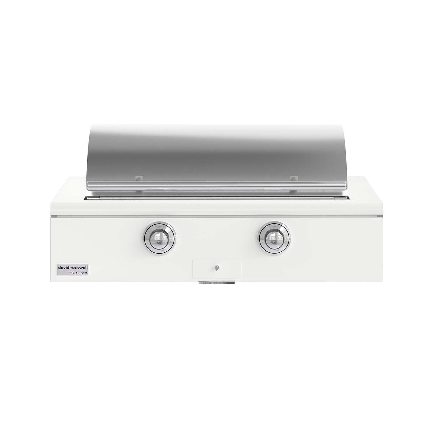 Caliber CRG-42BN00-A-030-H02 42-in Natural Gas Built-In Rockwell Grill - Matte White w/ Chrome Hardware - Lid Closed - White Background thumbnail