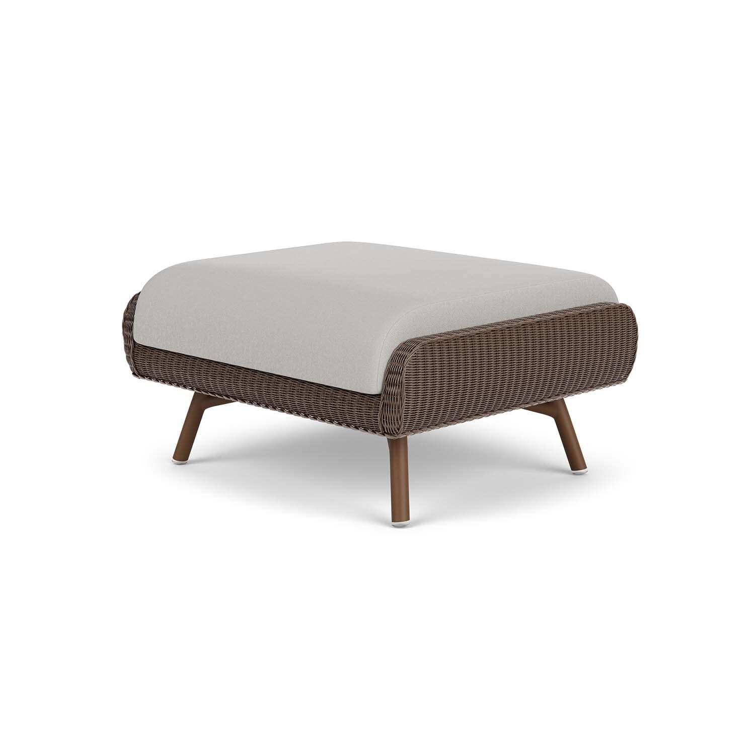Lloyd Flanders Essence Ottoman W/Tundra Dove Fabric - Bark Finish - Back Right thumbnail