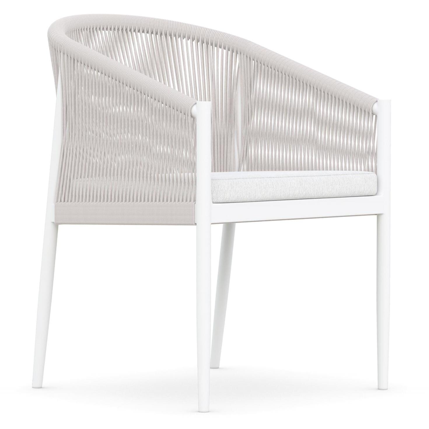 Azzurro Living Catalina Woven Rope Dining Chair in Sand/Cloud - Angled - White Background thumbnail