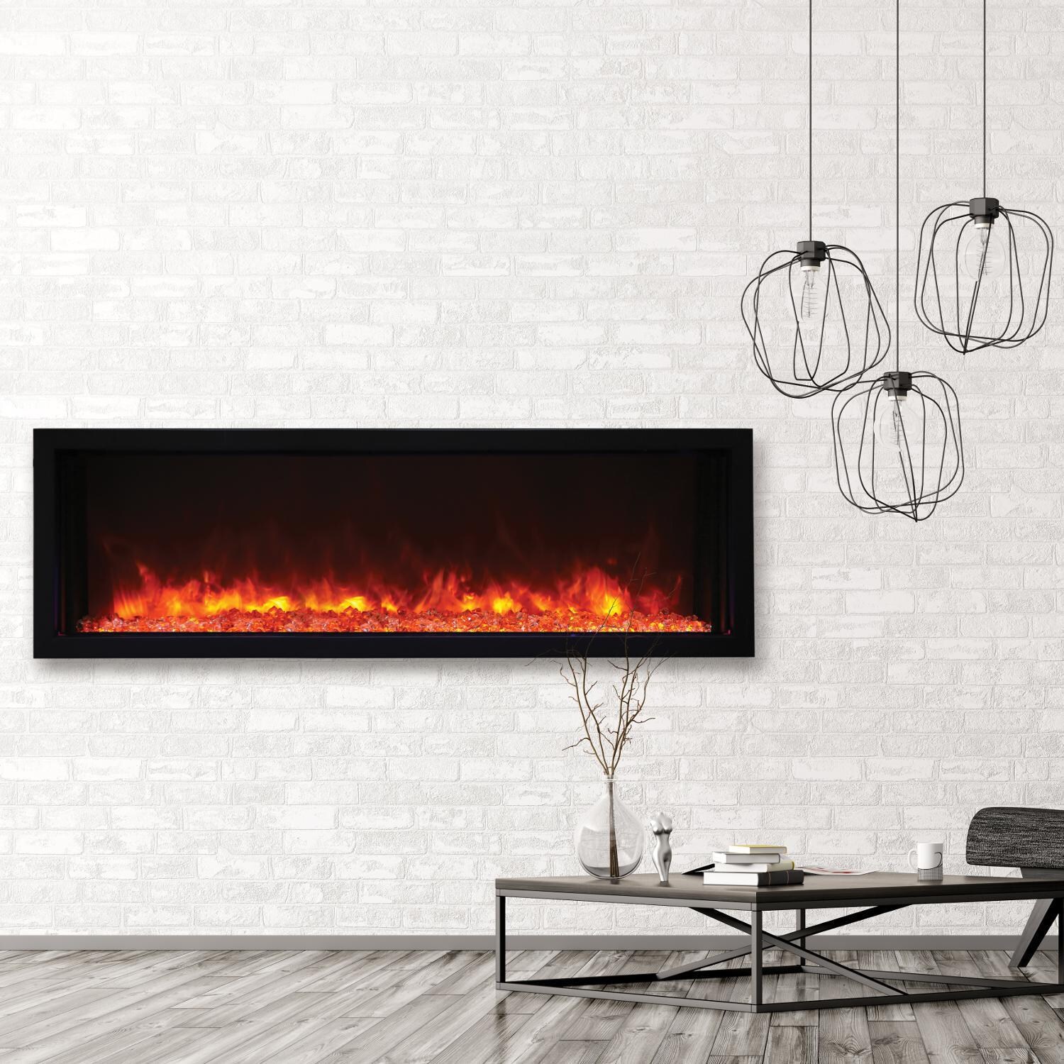 Amantii 50-inch Panorama Extra Slim Electric Fireplace - Orange - Room thumbnail