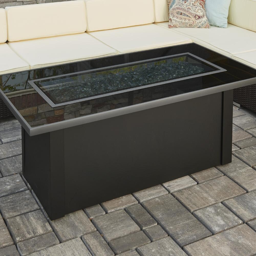 Lakeview Outdoor Designs Anchor Lake Linear Gas Fire Pit Table - Includes Grey Glass Burner Cover - Lifestyle thumbnail