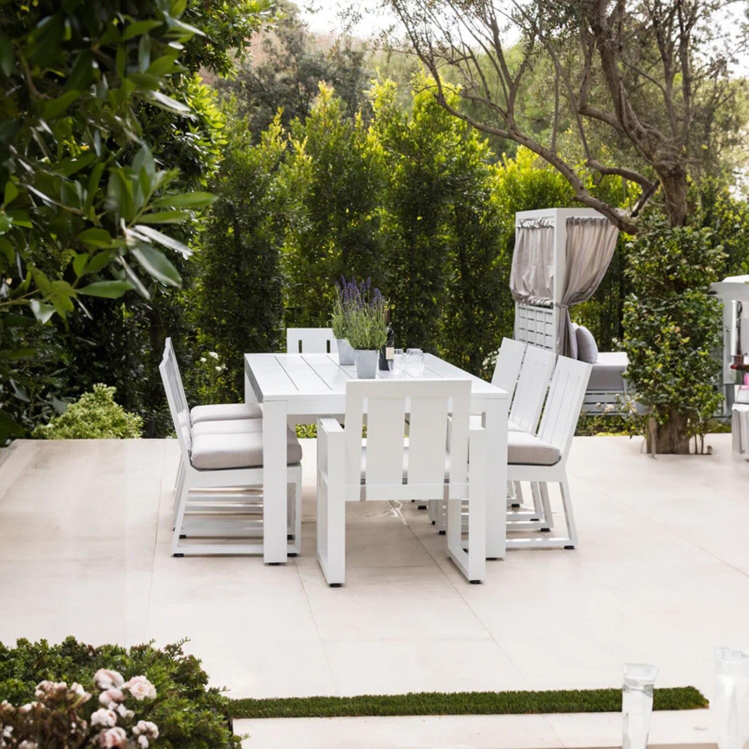 Newport 2 Piece Aluminum Patio Dining Chair Set W/ Sunbrella Cast Silver Cushions By Sunset West - Lifestyle thumbnail