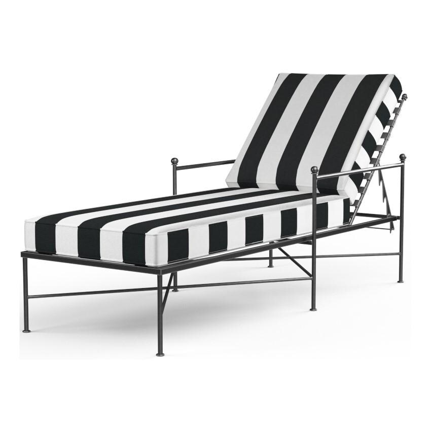 Provence Wrought Iron Chaise Lounge in Pewter/Cabana Classic by Sunset West