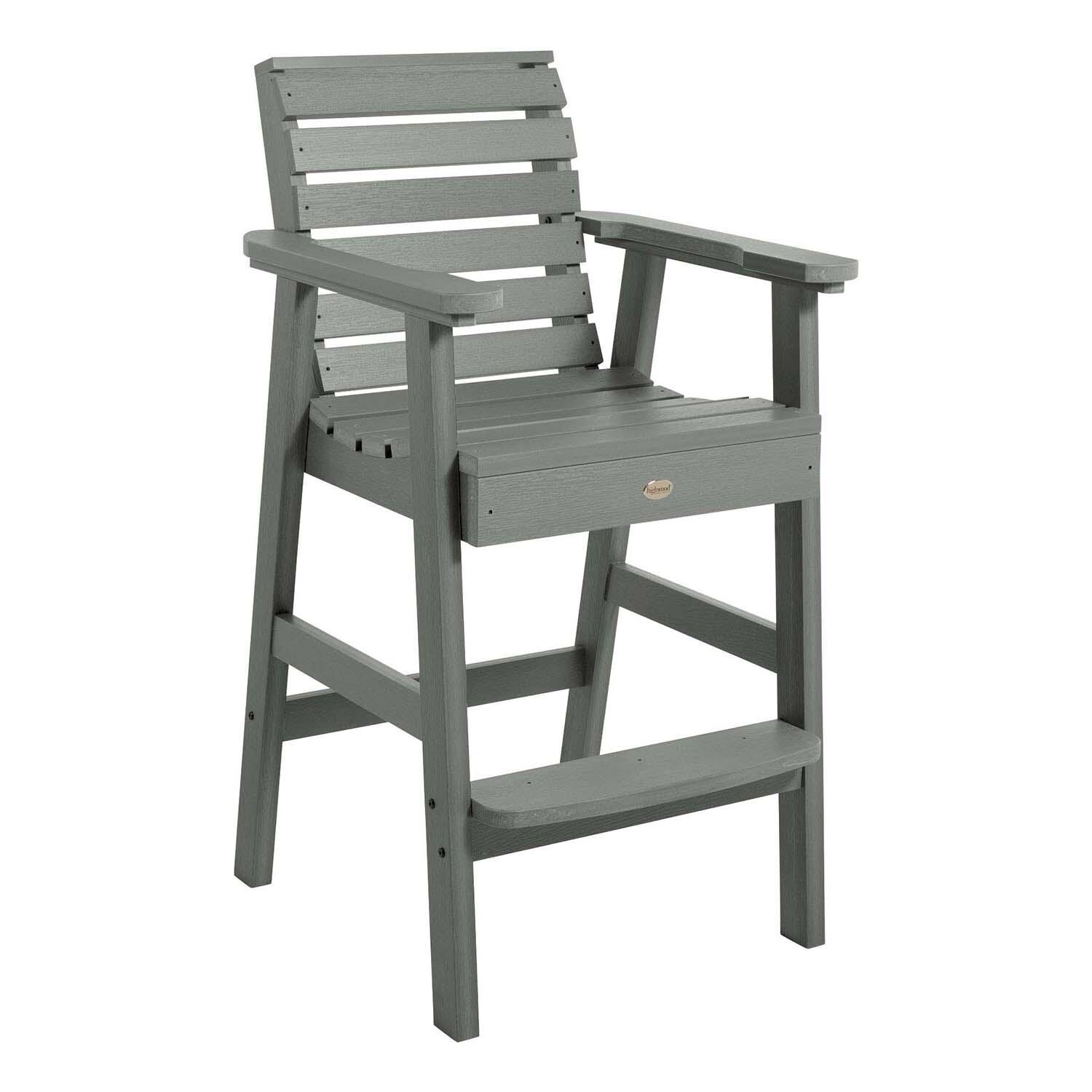 Elm Pointe Polyresin Bar Stool in Coastal Teak By Lakeview Outdoor Designs - White Background thumbnail