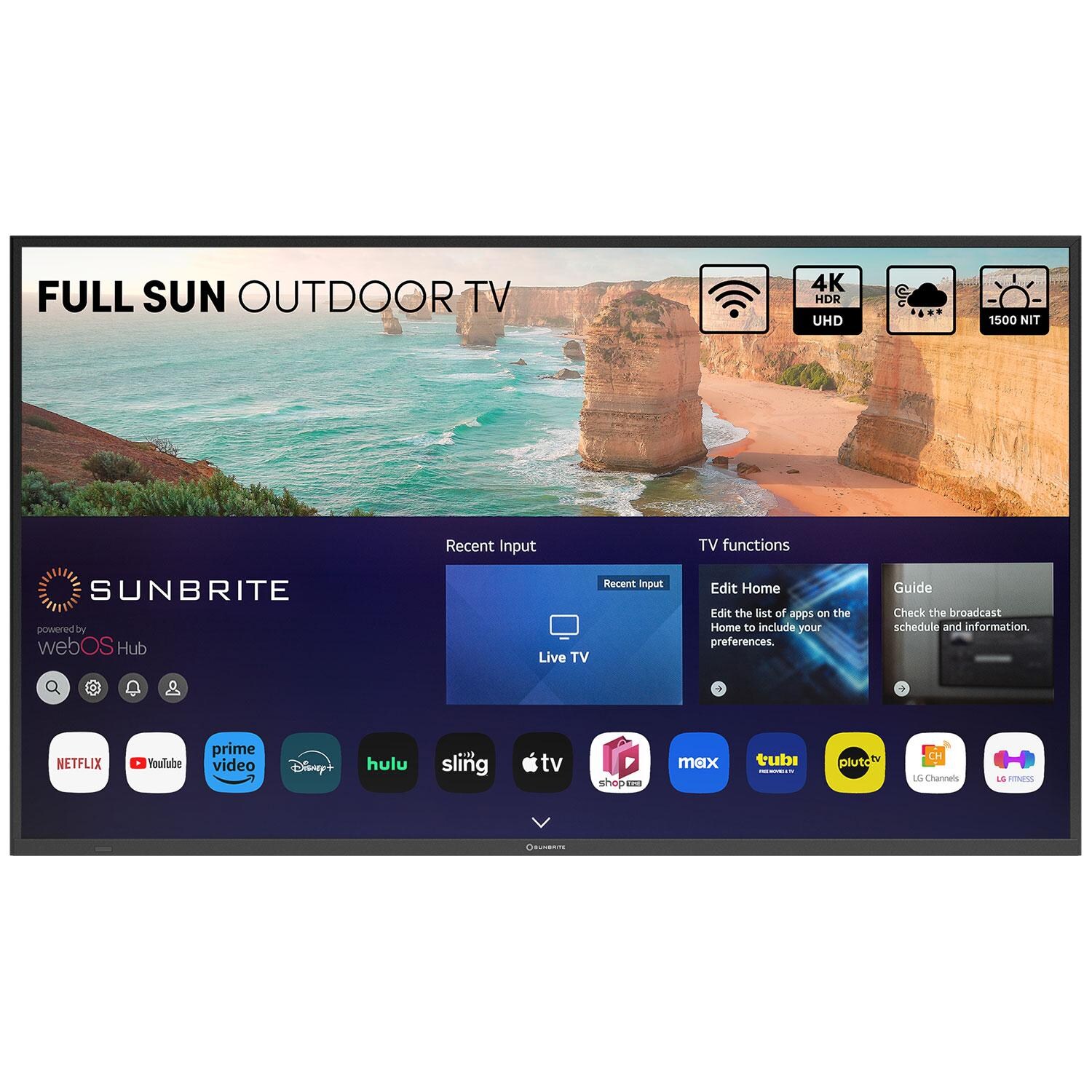 SunBriteTV SB-FS-75-BL Solis Series 75-in Full Sun 4K UHD HDR Outdoor TV - Display - White Background thumbnail