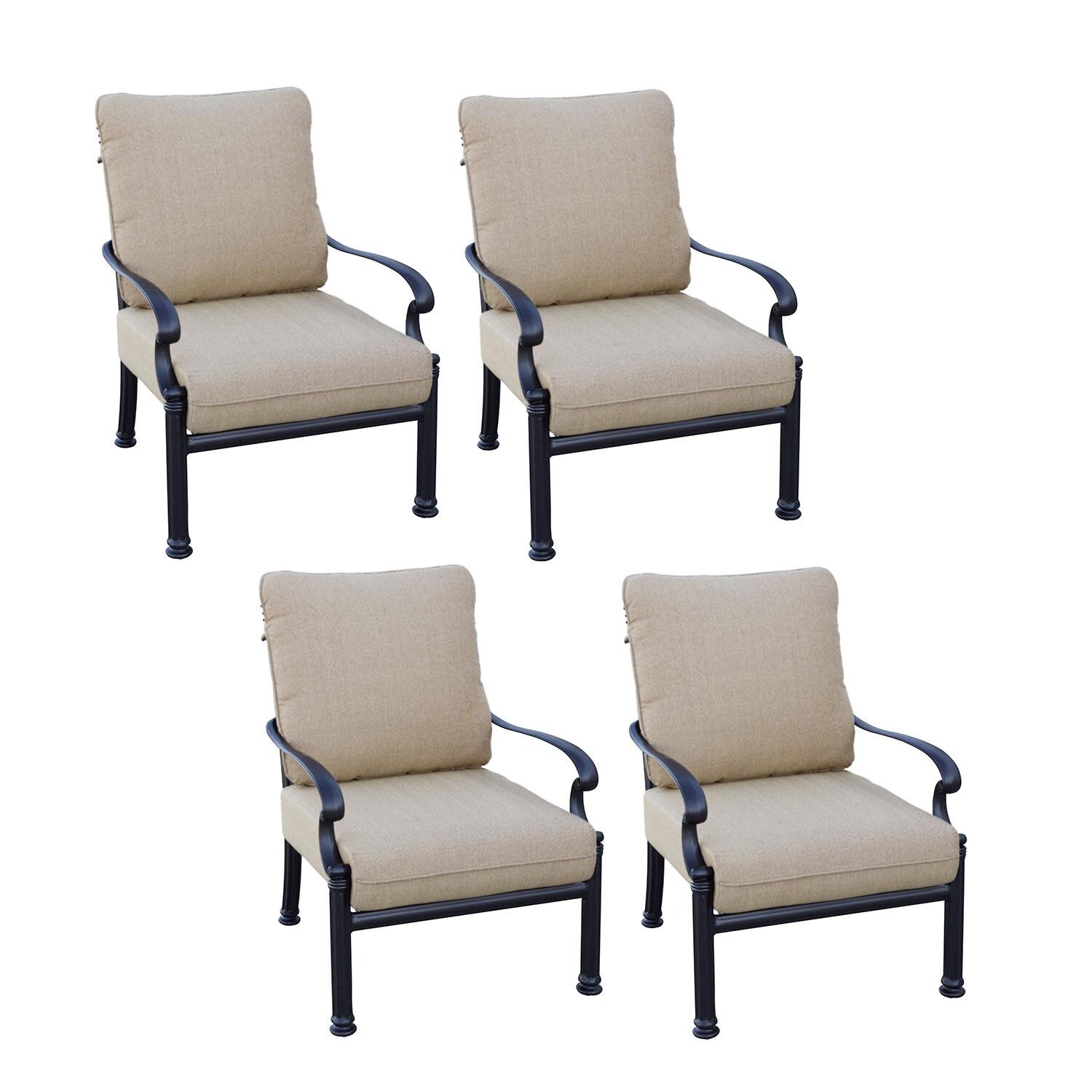 Santa Barbara Cast Aluminum 4 Pc Set Club Chair Set in Antique Bronze/Sesame by Darlee