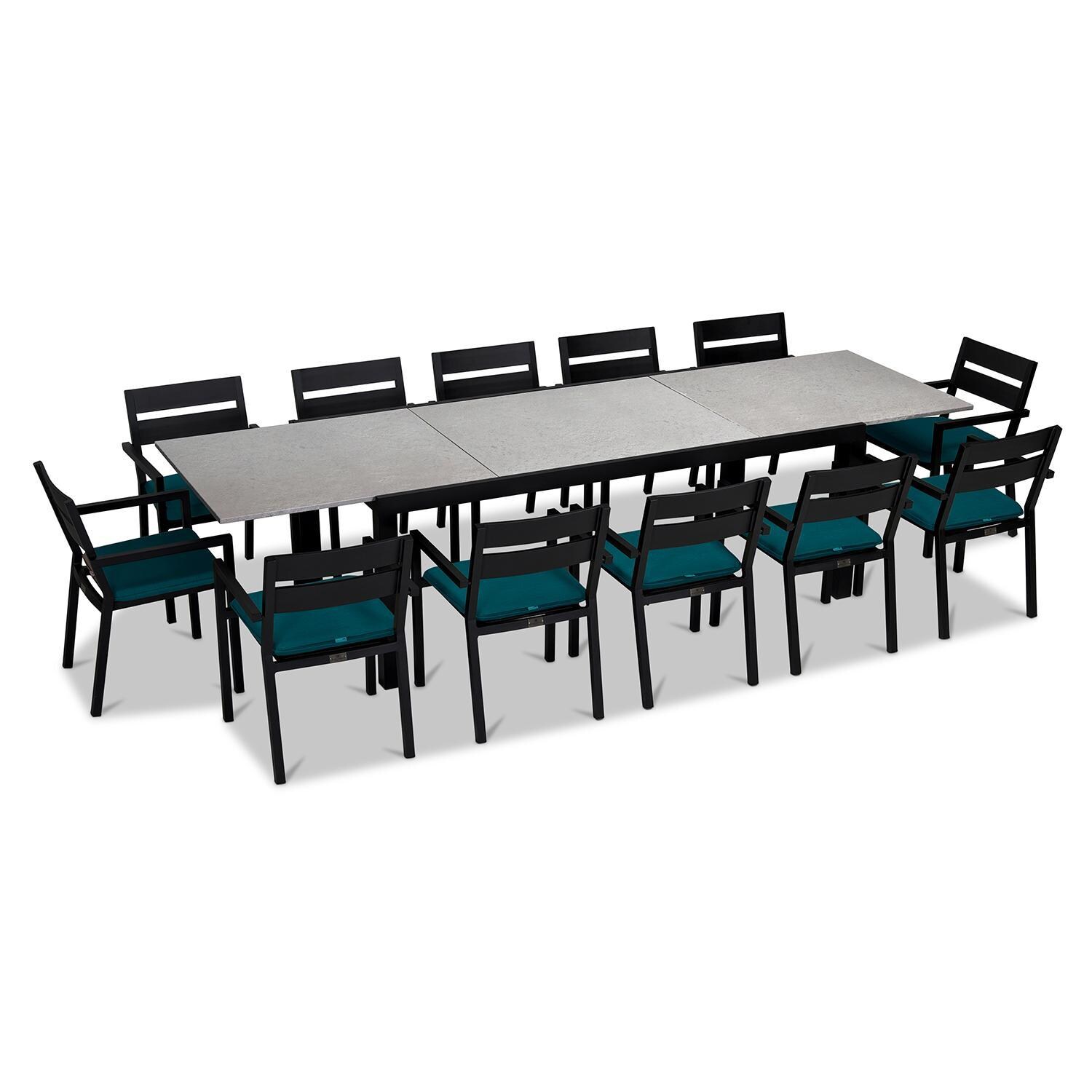 Calm Bay 13 Pc Extendable Dining Set in Black/Spectrum Peacock by Lakeview - White Background thumbnail