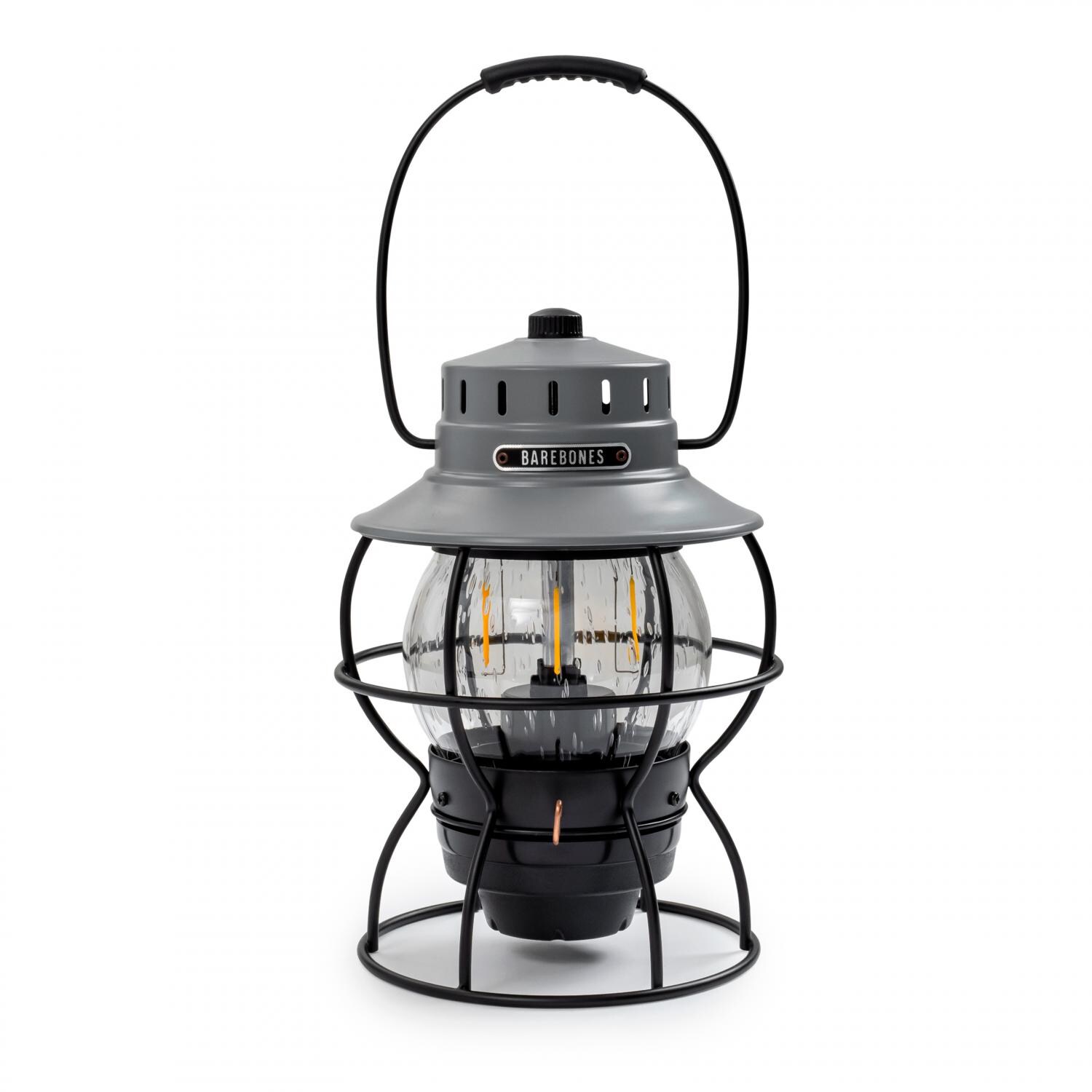 Barebones Living LIV-182 Railroad Lantern - Slate Gray - Flame Off Front View thumbnail