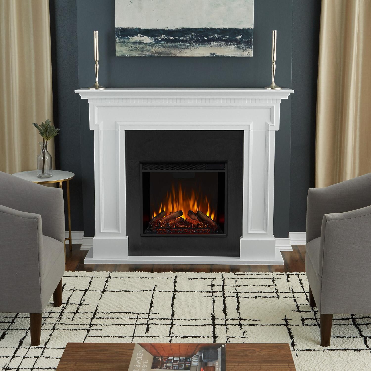 Real Flame - 5010E-W - Thayer 54-Inch Electric Fireplace With Mantel - White thumbnail