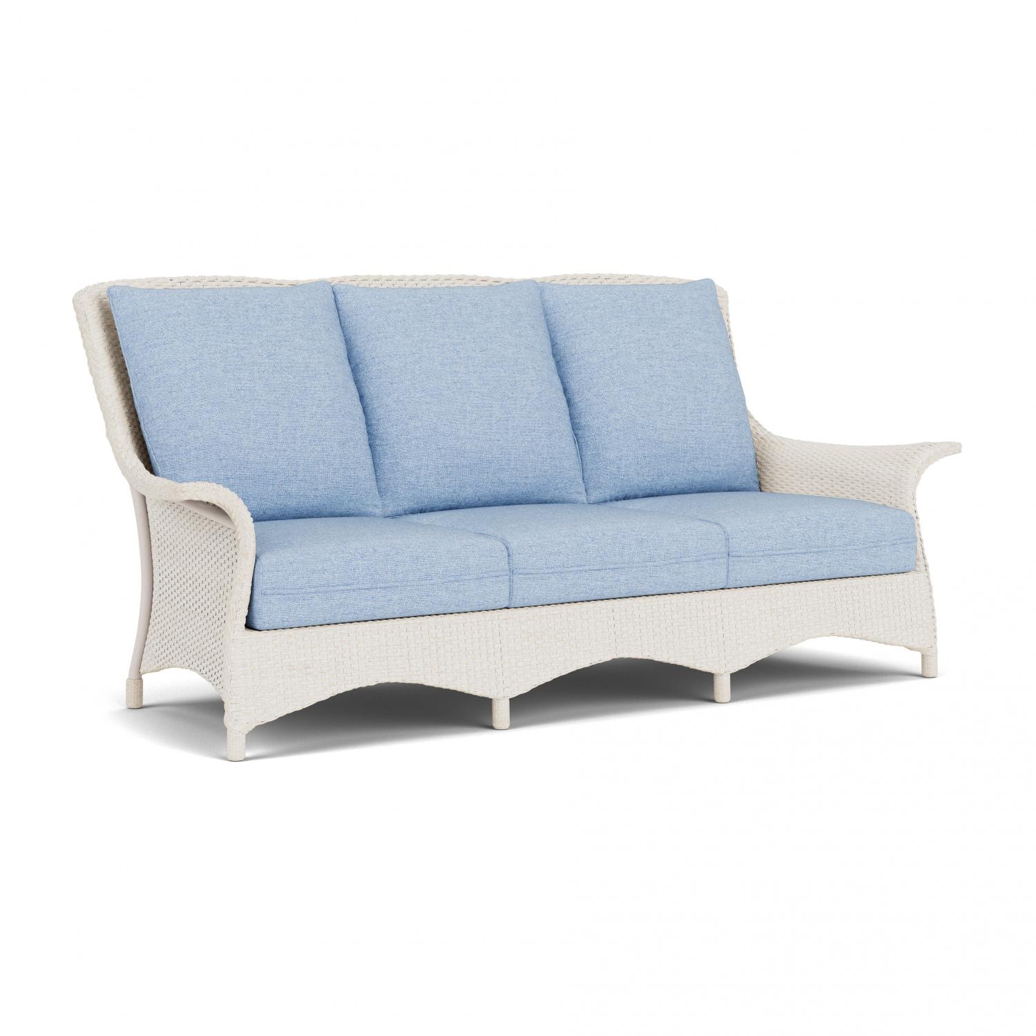 Lloyd Flanders Mandalay Sofa In Antique White Finish With Demo Skyway Fabric - Angled thumbnail