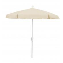 FiberBuilt 7.5 Ft. Aluminum Market Patio Umbrella W/ Crank Lift - White Pole / Natural Vinyl