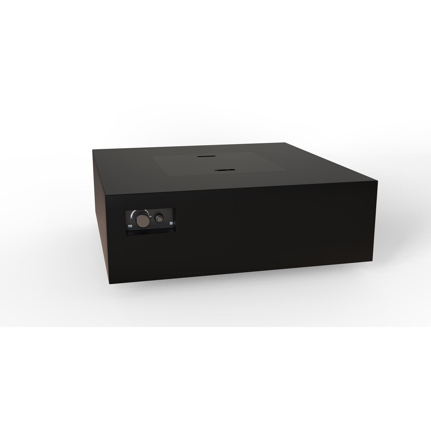 AON 48 Inch Square Powder Coated Steel Natural Gas Fire Pit Table W/ Mercury Ignition in Black By Warming Trends - Angled View - White Background