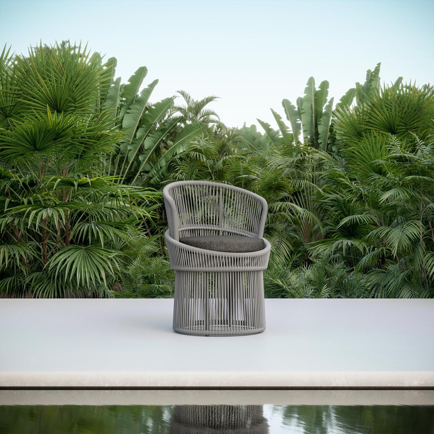 Azzurro Living Palma Woven Rope Dining Chair in Mocha/Midnight - Lifestyle thumbnail