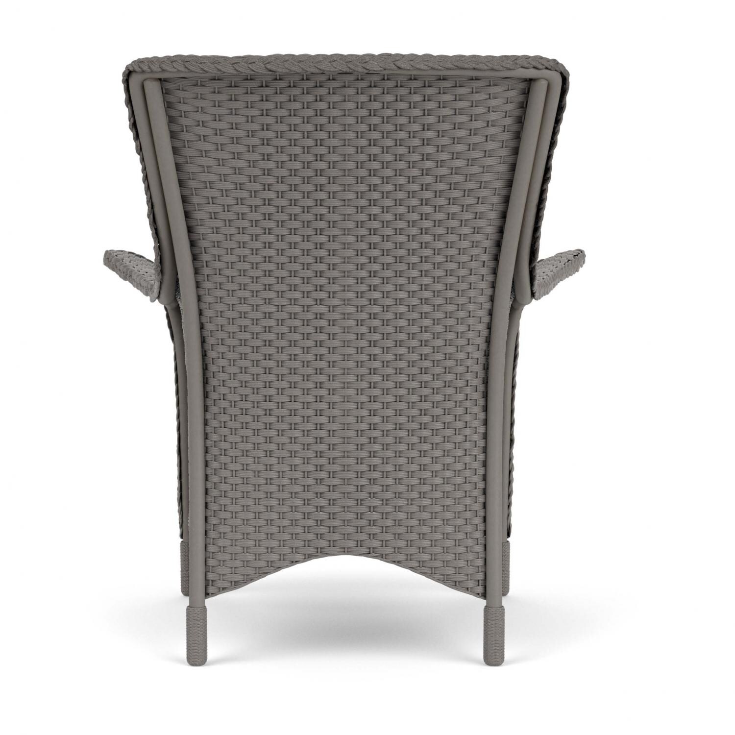 Lloyd Flanders Mandalay Dining Armchair in Pewter Finish with Remy Cloud fabric - Back thumbnail